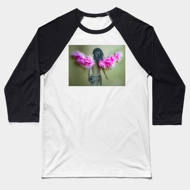 angels pink wing Baseball T-Shirt by SisiArtist